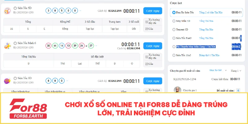 Khám Phá Xổ Số Tại FOR88 - Cơ Hội Thắng Lớn, Tỷ Lệ Cao 3 Chơi Xổ số online tại FOR88 dễ dàng trúng lớn, trải nghiệm cực đỉnh